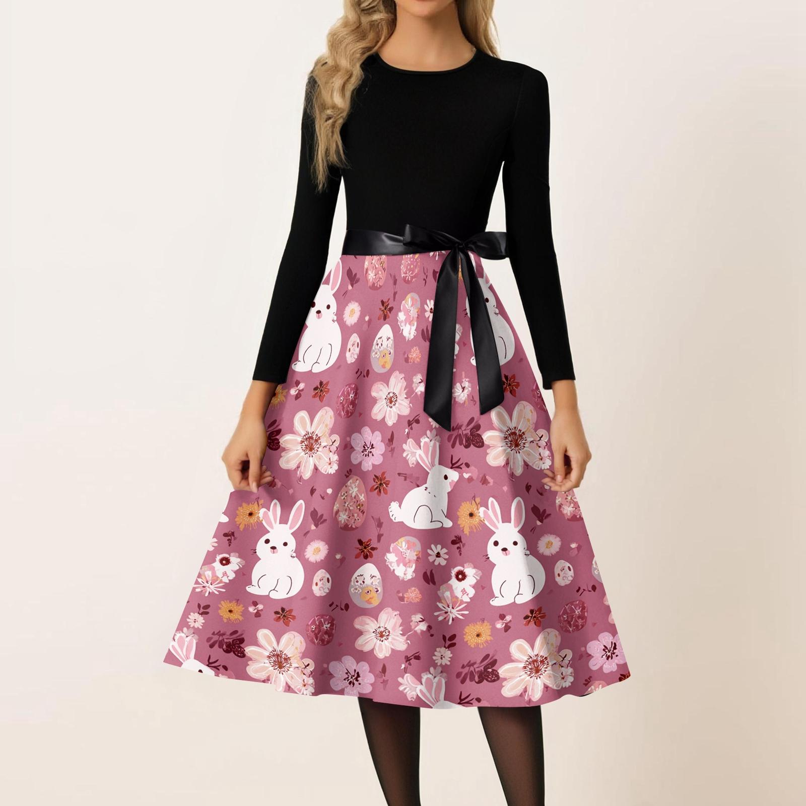 

Women s Casual Fashion Round Neck Carnival Printed Vintage Dress XL кавун червоний колір