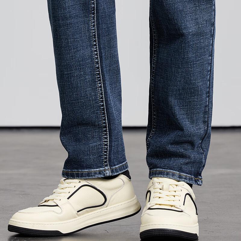 FAPAI Men's Washed Straight-Leg Denim Jeans