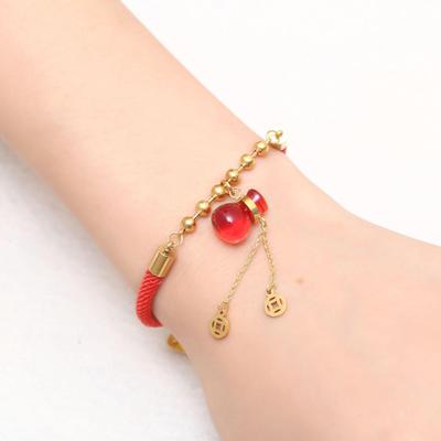 Portamonete a Zucca Affascinante e Bracciale Portamonete in Rame Placcato Oro Rosa 18K con Cordino Rosso - Regalo di Compleanno per Donna