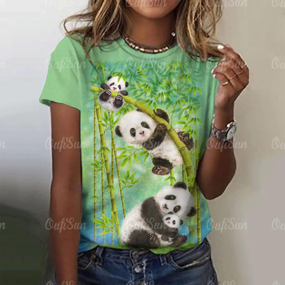 Kawaii Vintage Anime Panda Print T Shirt Funny Women Summer Casual Short Sleeve Tshirts Female Loose Tops Ropa Y2k Hombre Tees
