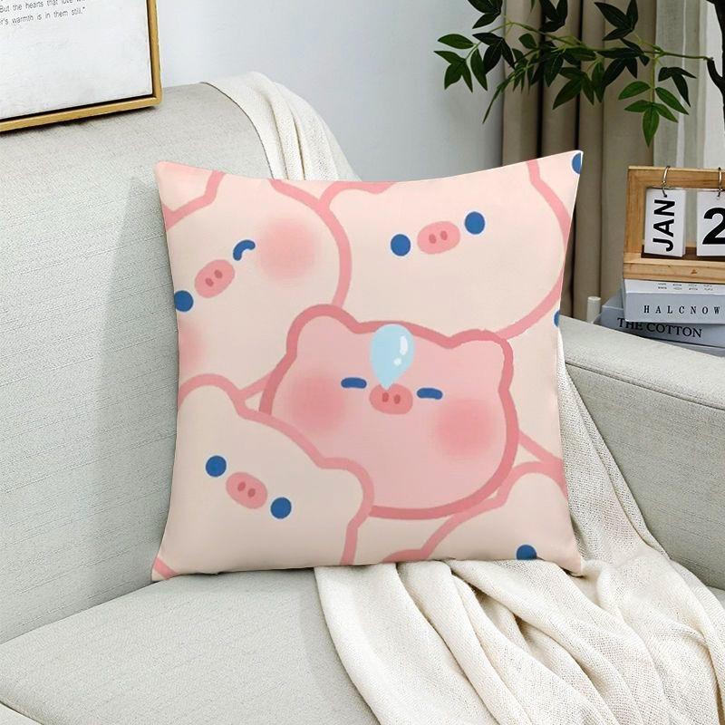 Pig Pattern Pillowcase Dormitory Decoration Office Living Room Sofa Home Pillowcase