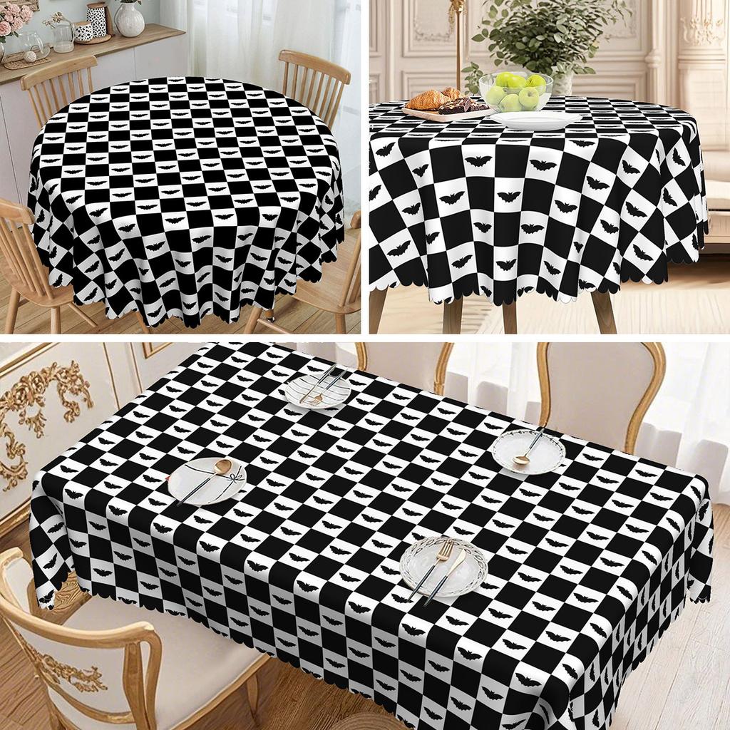 1 Halloween Tischdecke, Schwarz Kariert Und Fledermaus Für Die May 5th Tag Der Toten Party Dekoration Tischdecke