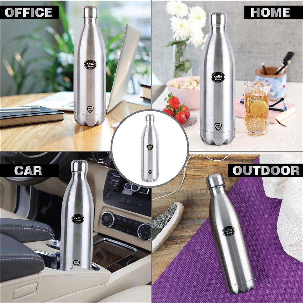 Stainless Steel Vacuum Flask For Hot Cold Drinks 500ml Easy Carry Travel Bottle With Thermoseal Silver Finish