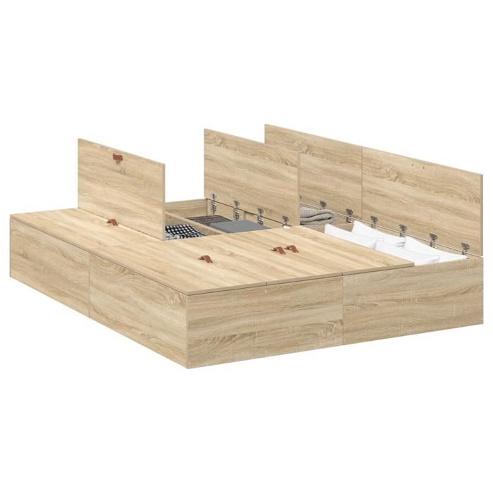 Cadre de lit de rangement vidaXL en Chêne Sonoma 160x200 cm 3335391