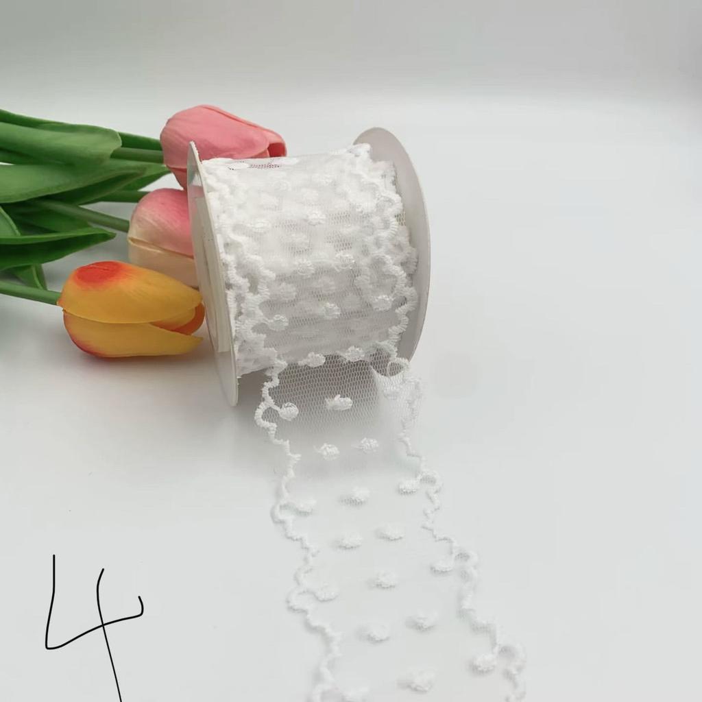 Off White Embroidery Flower Trimmings for Clothing, DIY Sewing Lace Fabrics, Wedding Dresses, Sewing Accessories, 5Yards