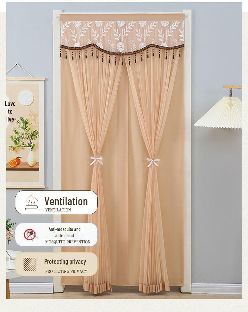 Krajková dvouvrstvá protikomáří závěs na dveře s přepážkou pro soukromí pro všechna roční období