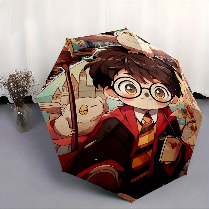 Harry Potter Automatic Open/Close Umbrella Compact Travel Umbrella, 8 Rib Heavy Duty Construction, Ideal Gift, 201