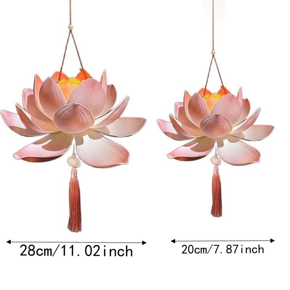 Ancient Style Lotus Lantern Creative Design Warm Light Flower Lamp Handmade Flower Elegant Tassel Handheld Light Dance Show