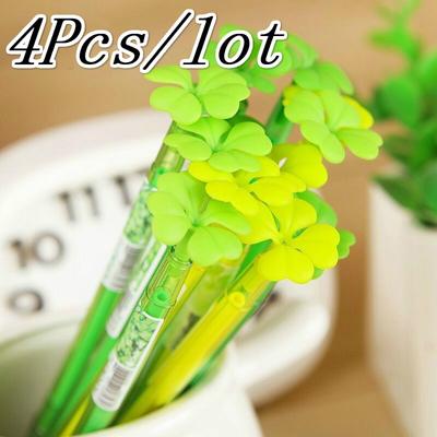 4Pcs 0.38mm Blue Ink Lucky Grass Gel Pen Creative Style Netural Pen