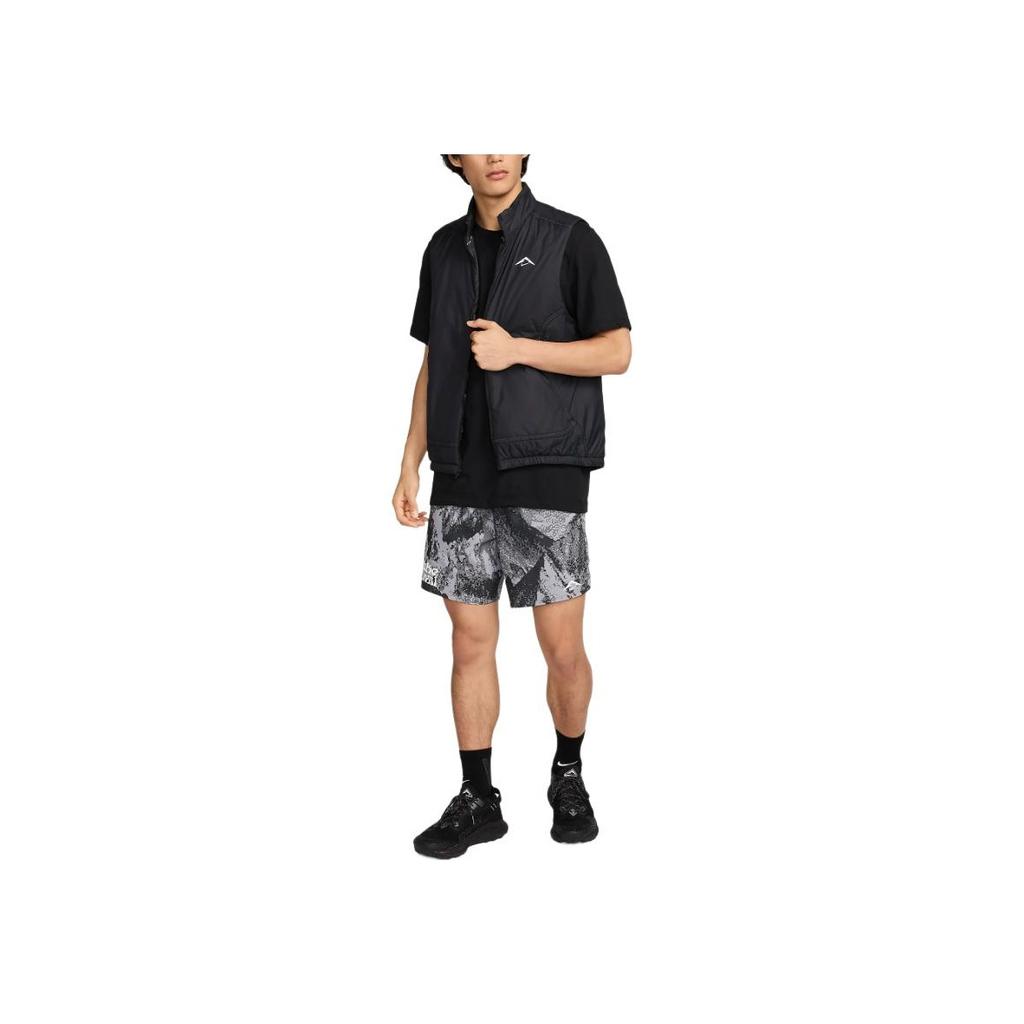 Nike הדפס לוגו צווארון סטנד רוכסן וסט ללא שרוולים לגברים שחור FZ0002-010
