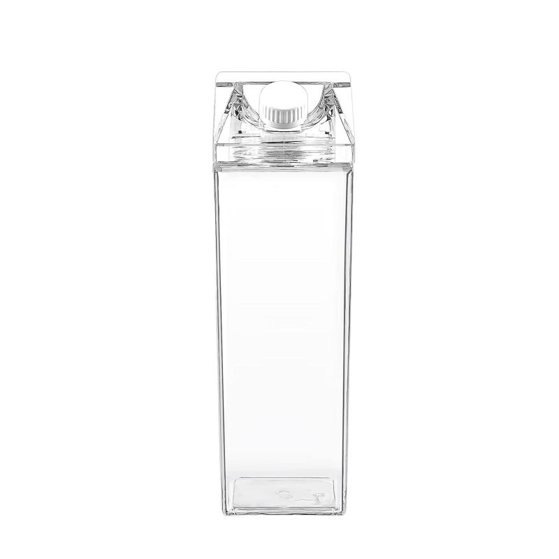 500ml/1000ml Transparent Milk Carton Water Bottle Creative Plastic Milk Juice Bottles Portable Clear Box Milk Storage Bottle 500ML
