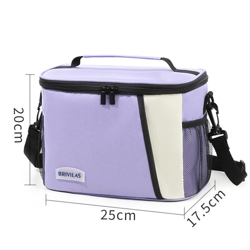 Large Capacity Color Block Insulated Crossbody Lunch Bag & Picnic Tote