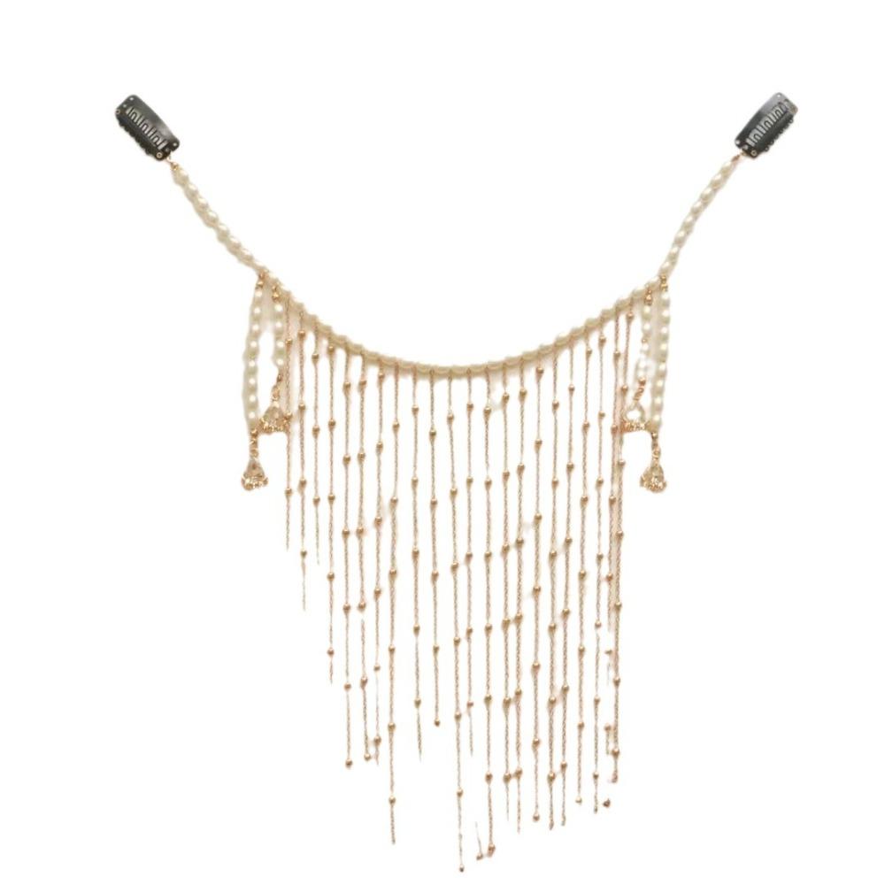 Tassel Hanfu Face Chain Pearl Mysterious Veil Luxury Golden Fairy Mask  Women