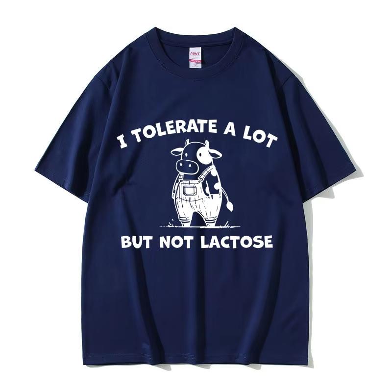 I Tolerate A Lot But Not Lactose T Shirt Cute Cow Funny Meme Tshirt Unisex Unisex Casual Vintage Cotton Short Sleeve Tshirts Tops