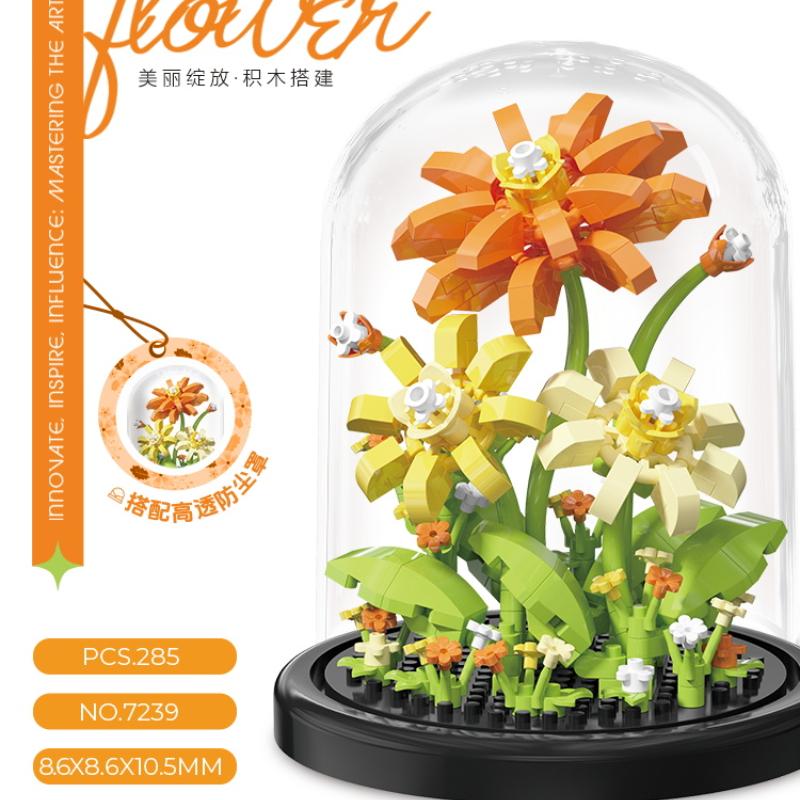 Blumenstrauß Bonsai Bausteine Künstliche Pflanze aus Kunststoff Staubschutz Mikromodell Dekoration Spielzeug für Kinder Geburtstagsgeschenk