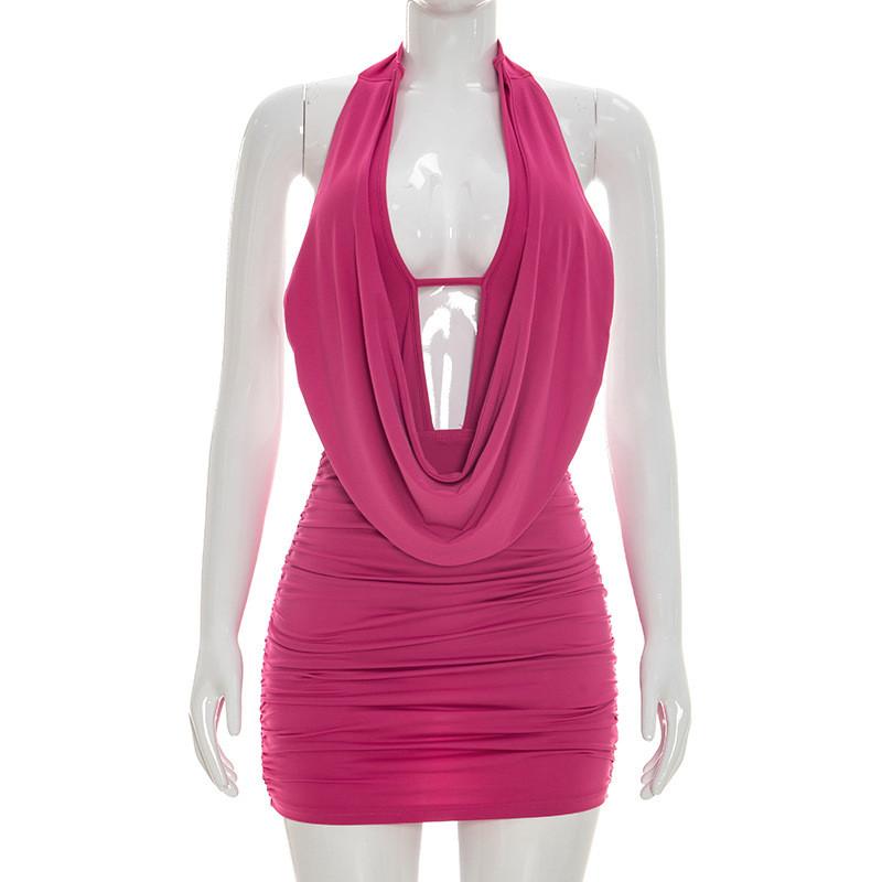 Spring Sexy Spliced Backless Slip Dress For Casual Travel And Daily Wear