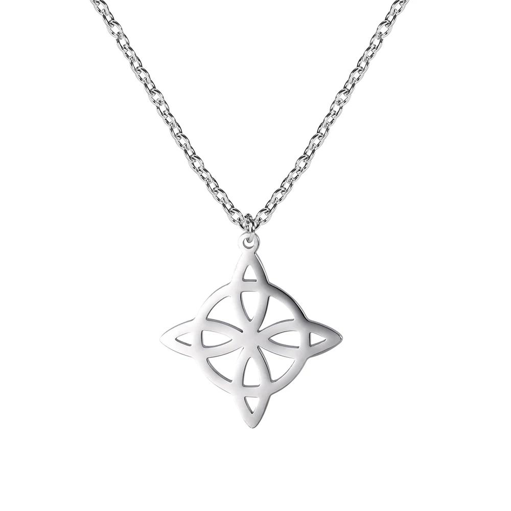 Vintage Witch Knot Necklace for Women Luck Pendant Irish Celtics Protection Amulet Stainless Steel Witchcraft Wicca Jewelry Gift