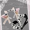 Cute Plush Cow Ears Headband With Tail Accessory Women Girls Sweet Animal Hair Clip Headwear