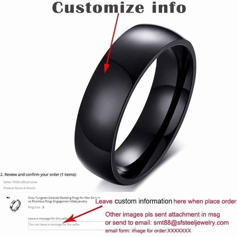 Vnox Free Engraving Personalized Name Ring for Women Men 6mm Stainless Steel Wedding Band Classic Alliance