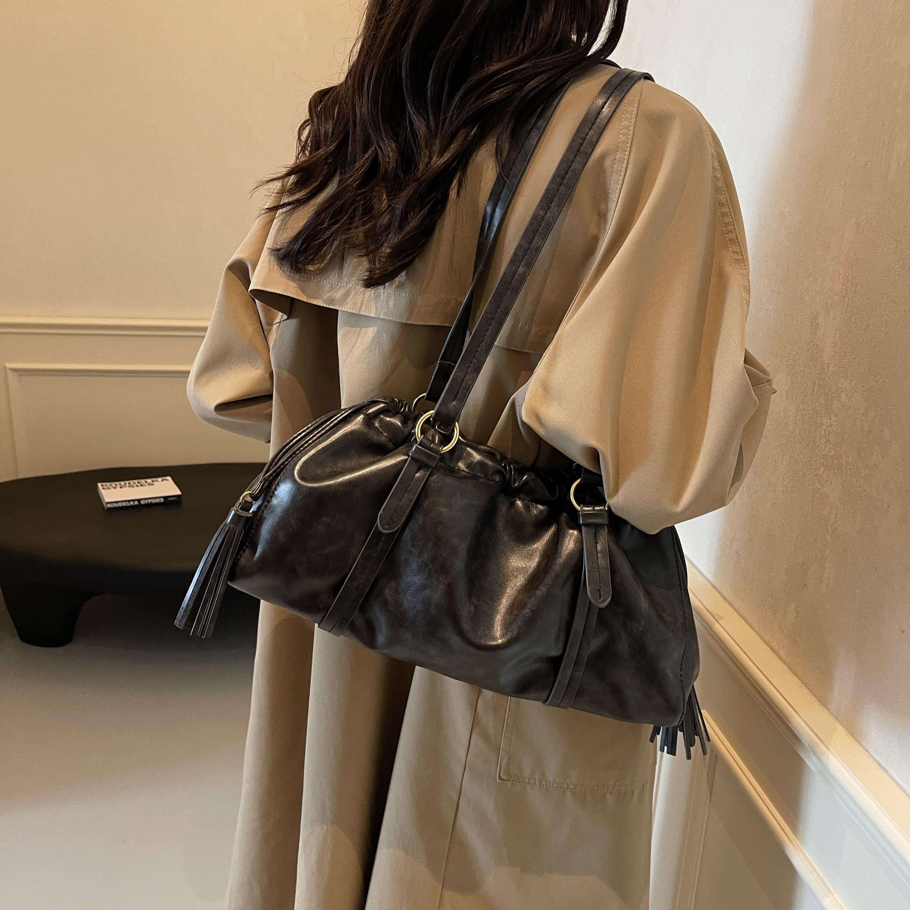 

Женская сумка для поездок под мышкой, большая вместимость, новая осенне-зимняя повседневная ретро-сумка на одно плечо с плиссировкой