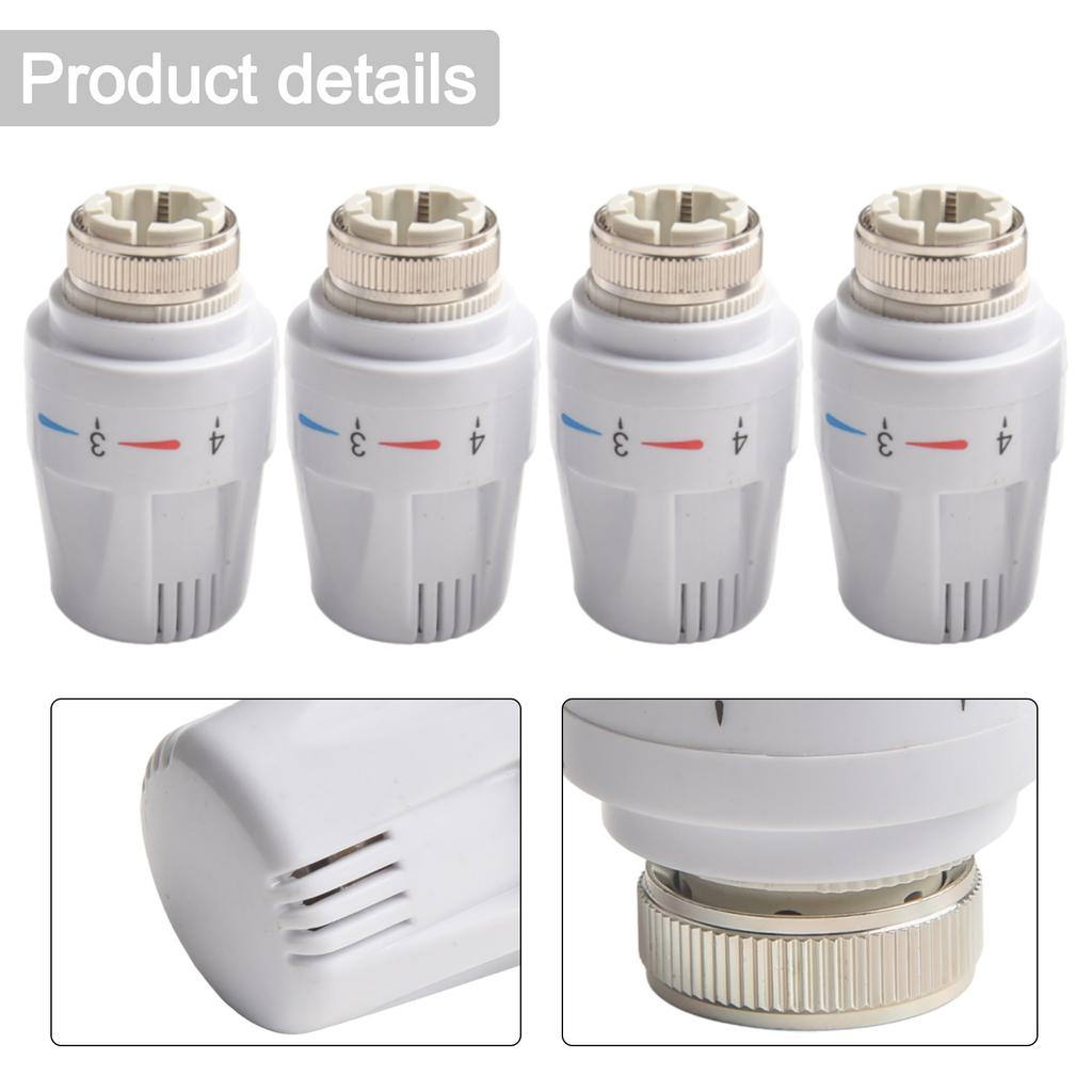 4pcs Thermostatic Temperature Control Valve Head M30x1.5 Radiator Valve Heating Anti-Freeze Protection For Home Improvement