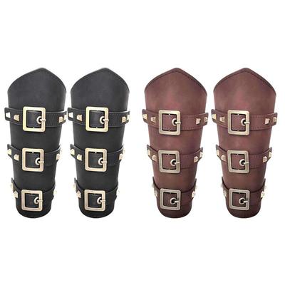 Punk Hip Hop Cosplay Leather Armor Arm Viking Bangles Pirate Knight Gauntlet Wristband Bracer Accessories