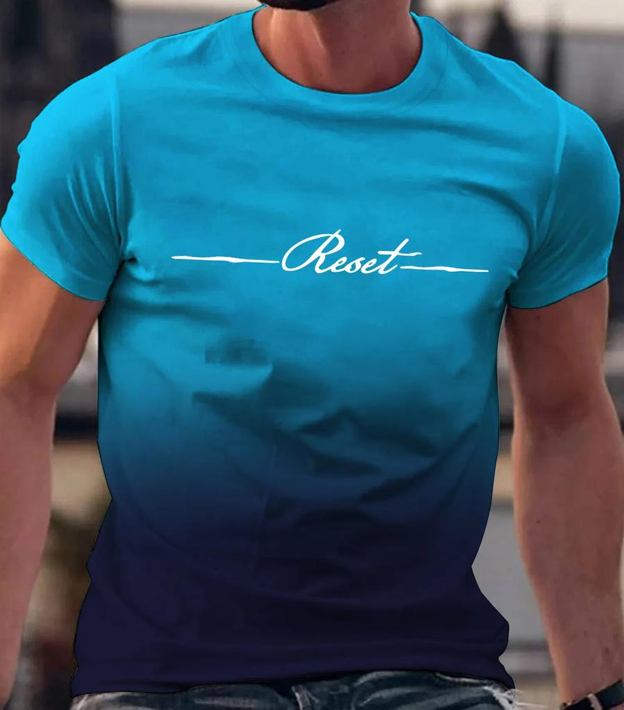 Sommer T-Shirt für Herren Täglicher Alphabet-Druck Farbverlauf Rundhals Kurzarm Herren Lässig Oversize T-Shirt Tops Größe XXS-6XL