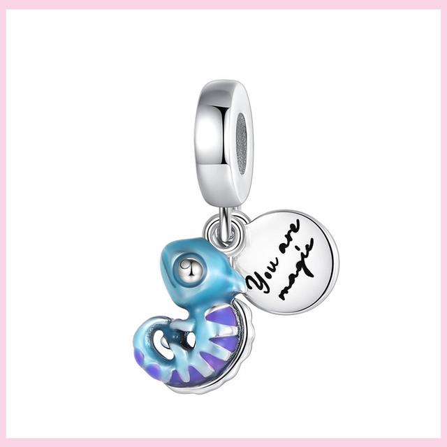 925 Silver Green Color Charms Temperament Cactus Avocado Charm Four Leaf Bead For Bracelet Jewelry Making