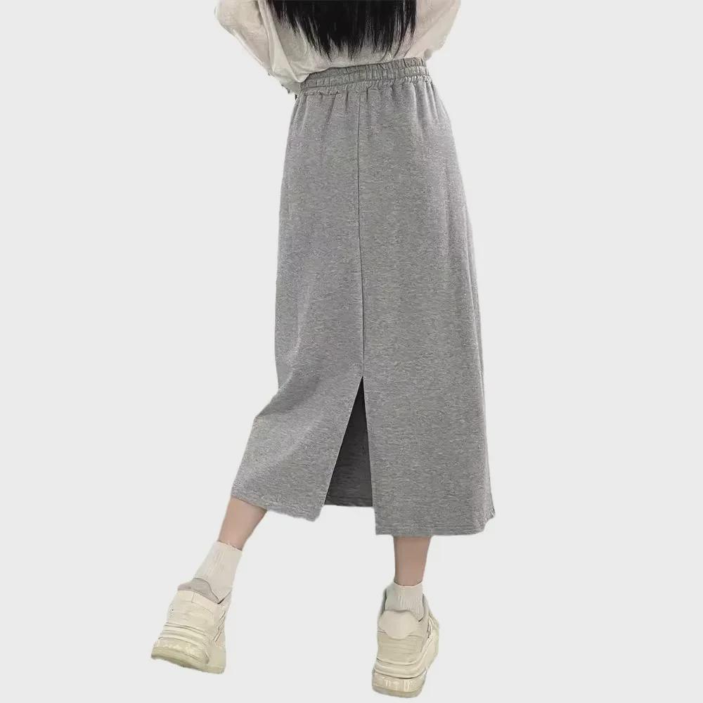Gonna Slim a Vita Alta Stile Coreano 2024 con Spacco Posteriore - Versatile, Casual ed Elastica