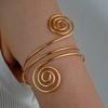 Gold Color Spiral Arm Cuff For Women Geometric Hollow Open Upper Arm Bracelet Trendy Line Metal Wristband Boho Jewelry For Party