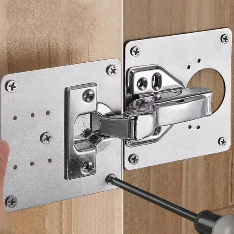 Stainless Steel Door Hinge Cabinet Hinge with Screw Furniture Drawer Repair Plate Kits Repair Plate Flat Fixing Brackets Tools