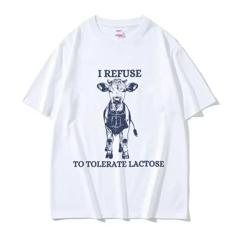 

I Refuse To Tolerate Lactose Funny Meme TShirt Unisex Fashion ONeck Short Sleeve Tshirts Unisex Casual Oversized Cotton T Shirt S