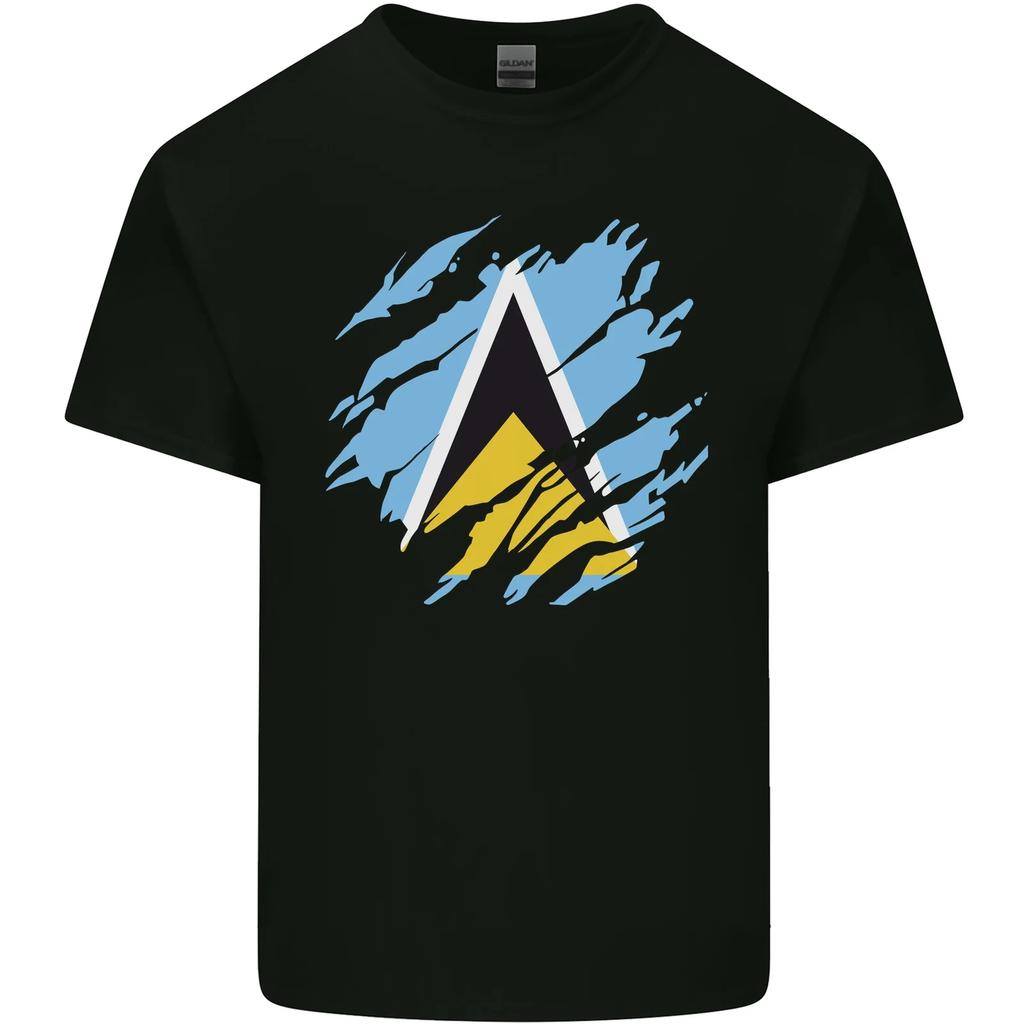 Zerrissene St. Lucia Flagge Lucian Day Fußball Kinder T-Shirt Kinder