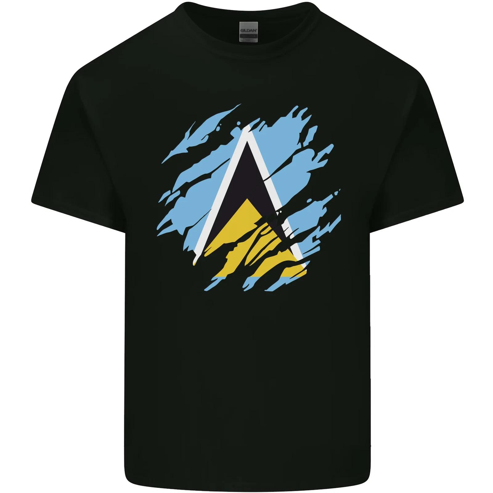 Torn Saint Lucia Flag Lucian Day Football Kids T-Shirt Childrens 3XL