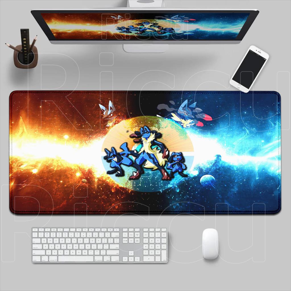 Pokemon Lucario Mouse Pad Non-slip Rubber Gaming Desk Mat Laptop Game XXL Keyboard Mice Mat Cabinet 900x400mm Mousepad HD Carpet