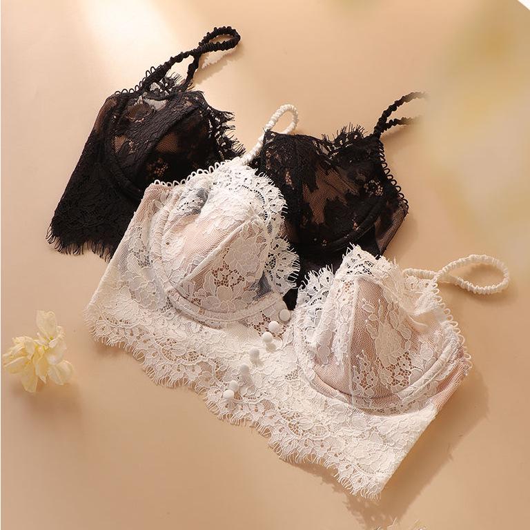 Französische Reizwäsche aus reiner Spitze: Damen Ultra-Dünne Cups, Minimierend für Große Oberweite, Schönes Rückendesign