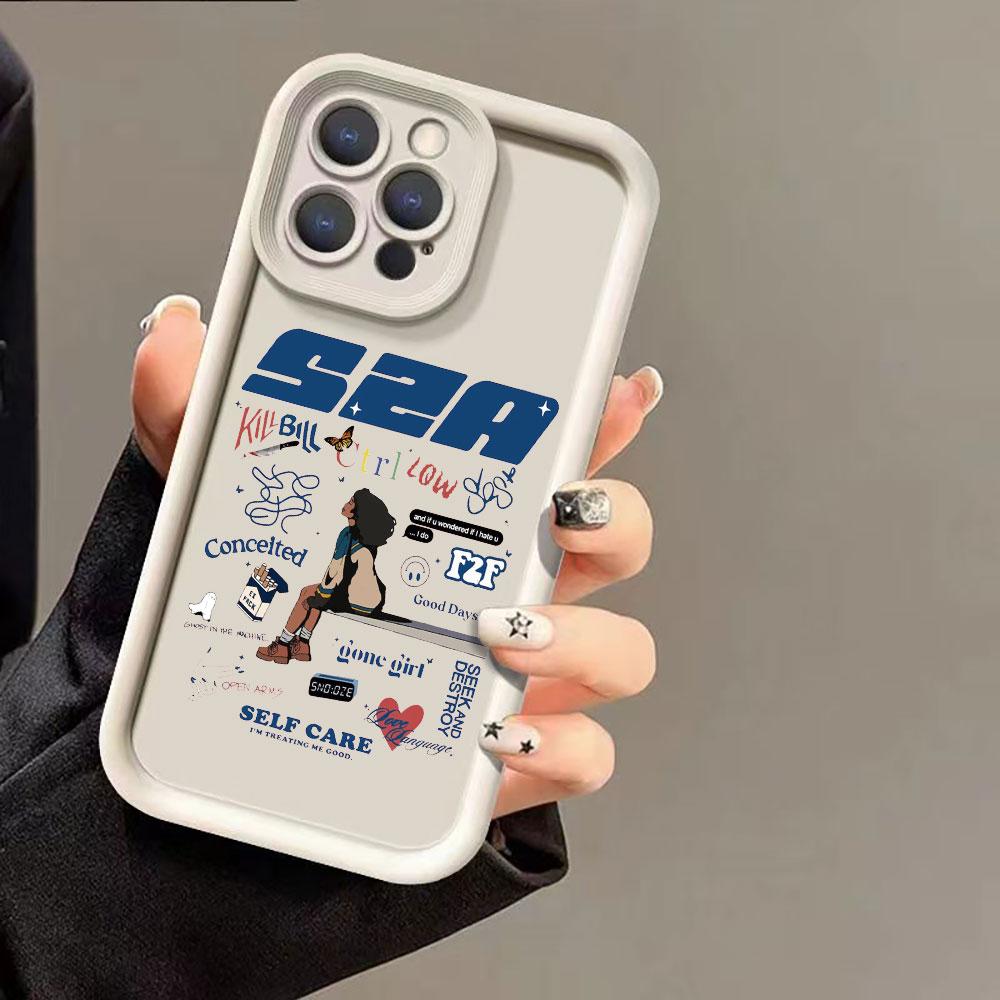 Liquid Silicone Shockproof Case For Apple iPhone 15 14 13 12 11 Pro Max 7 8 16 X S 14 15ProMax Phone Case Singer SZA SOS Cover