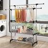 miflame Extendable Double Rod Clothes Drying Rack with Wheels