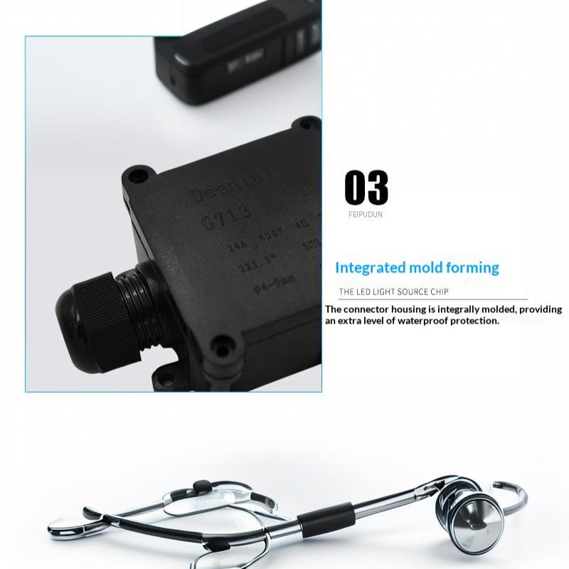 G713 IP68 Waterproof Junction Box 6 Cable Ports Heavy Duty Plastic Shell for Farm Outdoor Power Cable Splicing