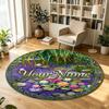 Fiori floreali (990) Tappeto Circolare in Velluto di Cristallo Personalizzabile con Nome e Testo Tappeto Morbido Rotondo per Pavimento per Decorazione Soggiorno Camera da Letto
