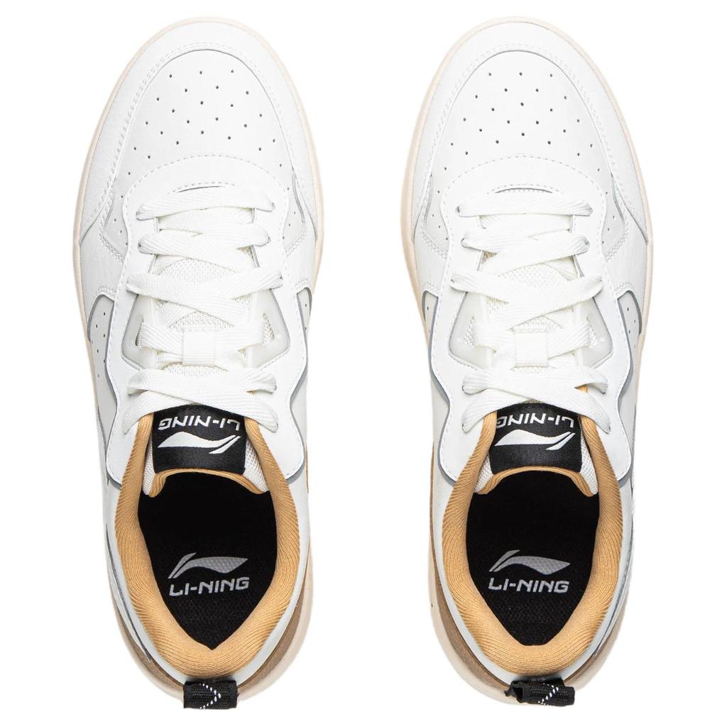 Li Ning Lightweight Trend Synthetic Leather Classic Casual Low-Top Skate Shoes Unisex sneakers White Brown AGCV271-1