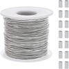 304 Stainless Steel Wire, with Rectangle Aluminum Slide Charms/Slider Beads, Stainless Steel Color, 20 Gauge, 0.8mm, About 393.7 Feet(120m)/roll