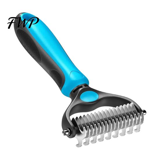 Dog Shedding Comb Pet Grooming Rake Double Sided Stainless Steel Blades Cat Deshedding Tool Undercoat for Dogs Cats Control Dematting Removal Brush