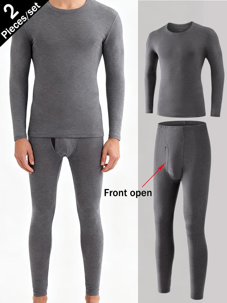 2 Pieces/Set New Mens Thermal Underwear Men's Winter Long Thermal Pants Man Thermal Pantalon Front Open Winter/Autumn Warm Suit Long Johns