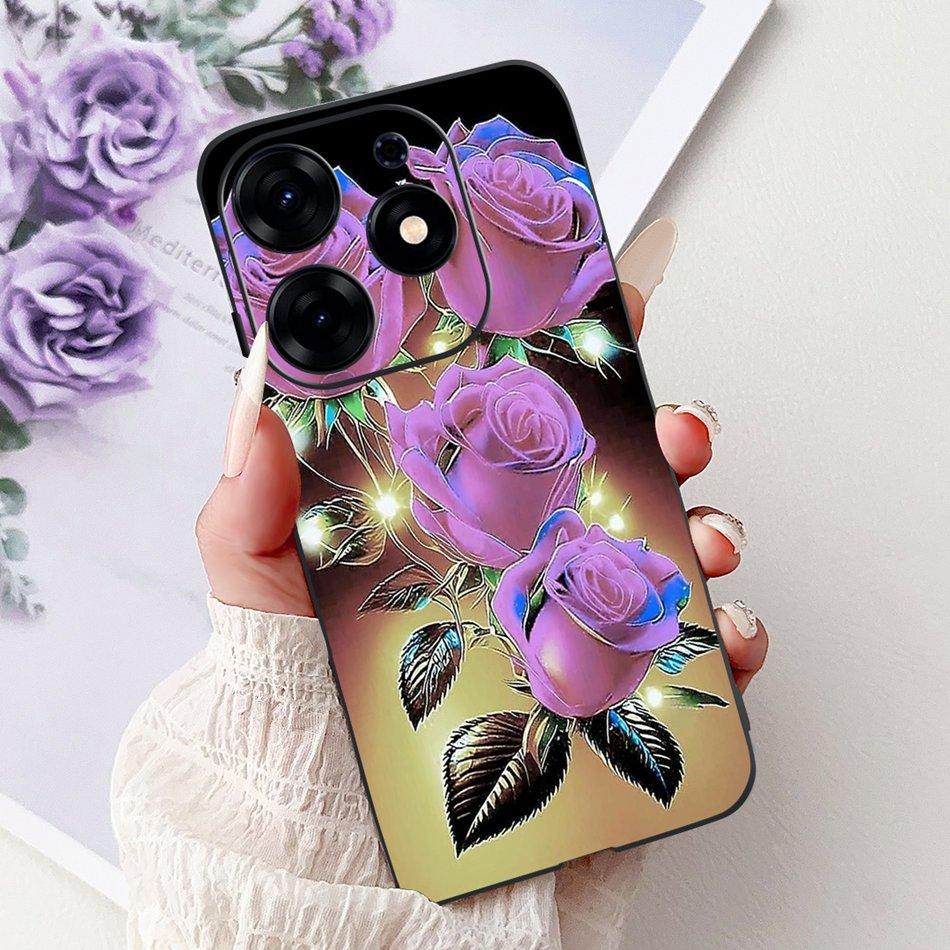 For Tecno Spark 10 Pro Phone Case Spark 10Pro 4G KI7 Elegant Floral Cat Printing Soft Silicone TPU Cases