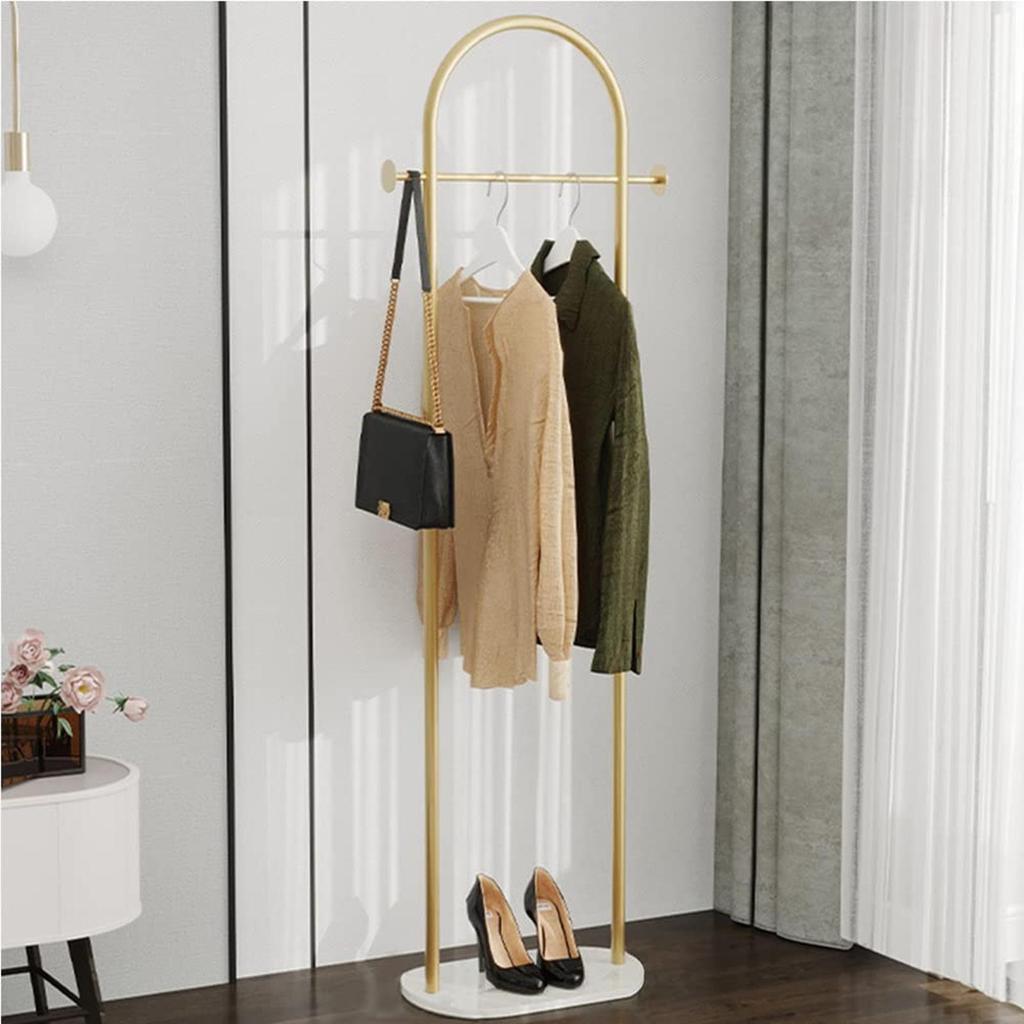 67in Coat Rack Stand, Golden Metal Freestanding Heavy Duty Clothes with