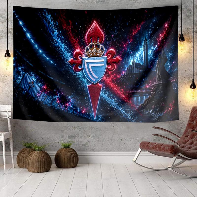 Celta Vigo Crest Glowing Tapestry, Unique Design Tapestry, Wall Decor for Bedroom,Livingroom, Playroom,Heartwarming Fan Holiday Gifts