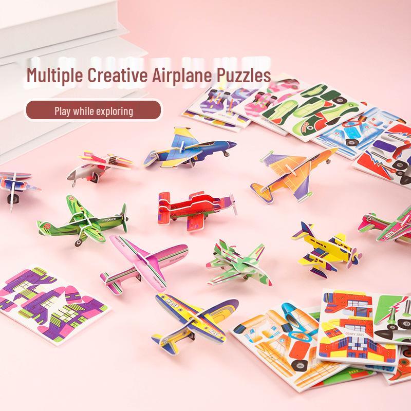 3D Stereo Animal & Vehicle Puzzles: Insects, Dinosaurs & Airplanes - Fun Crafts & Toys for Toddlers & Primary School Prizes