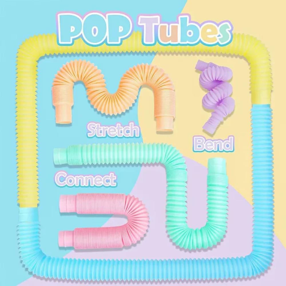 6 Stück/Packung Pop Tubes Sensorikspielzeug Fidget Pop Tube Stressabbau Dekompression Finger Spielzeug Teleskoprohr für Kinder Teenager Geschenke