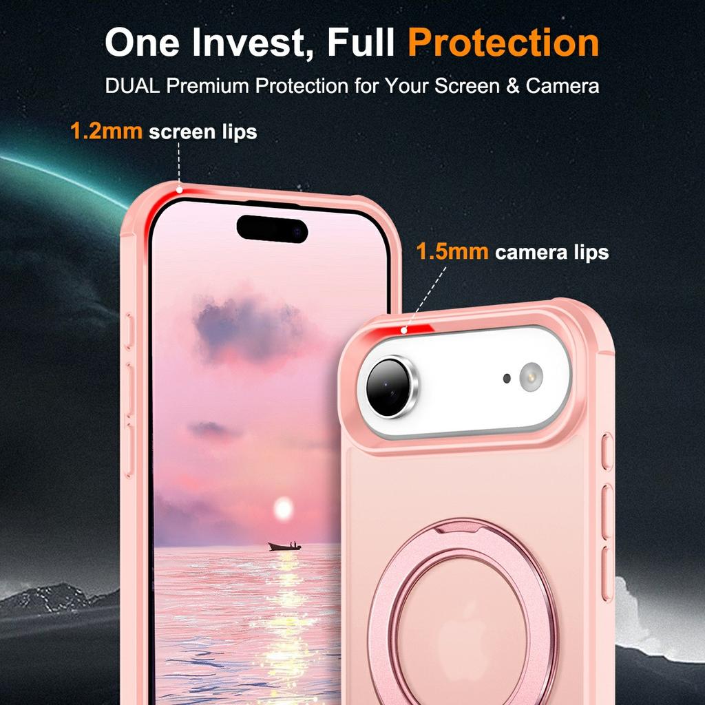 Etui na iPhone 17 Air z magnetyczną podpórką, hybrydowe etui na telefon z TPU+PC, odporne na wstrząsy